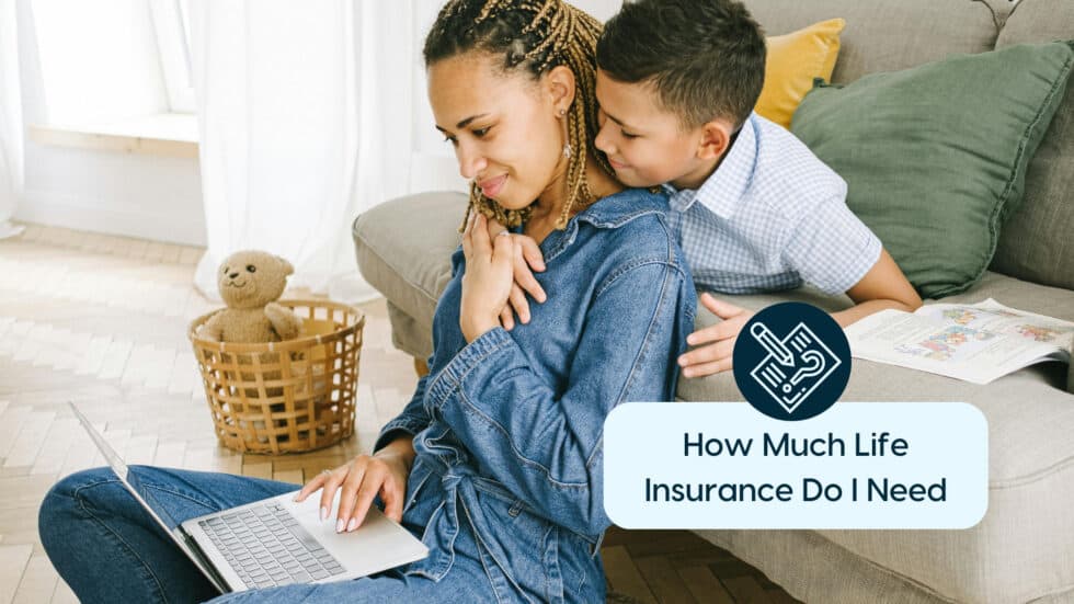 Mother and son discussing life insurance needs at home.