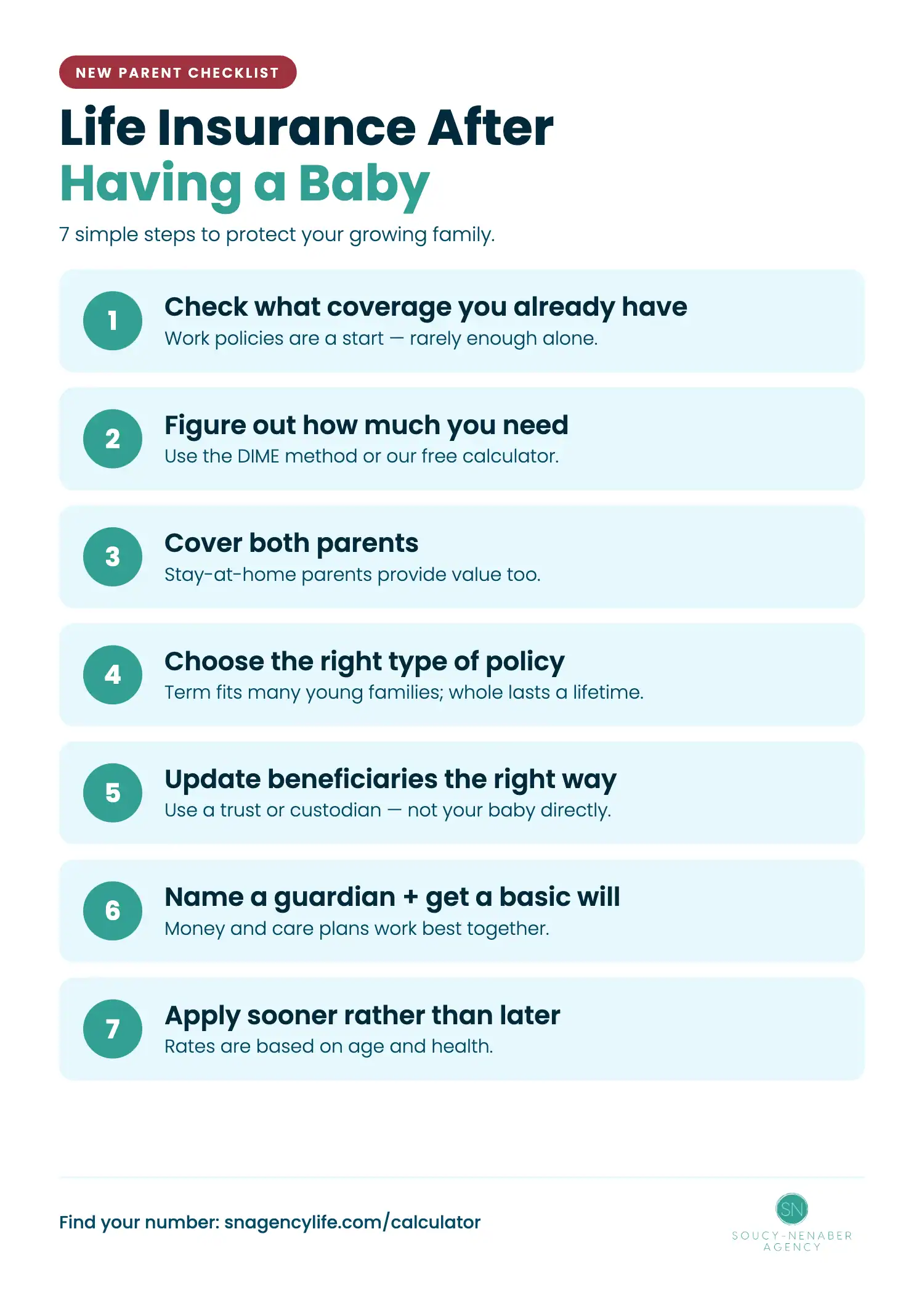7-step checklist for life insurance after having a baby